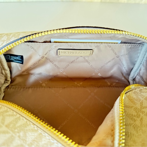 Michael Kors Jet Set Travel Cosmetic Case Travel Pouch MK Pale Gold Multi - Picture 8 of 13